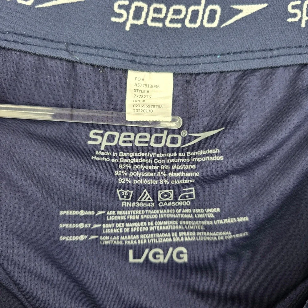 Speedo Mens Blue Tropical Leaf Print Swim Trunks Board Shorts 7778276 Large